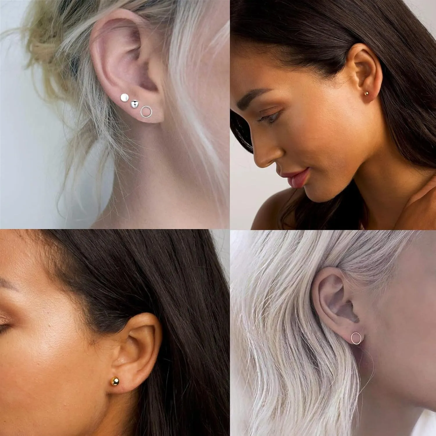 3 Pairs Titanium Stud Earrings Set, Hypoallergenic Women Earrings Nickel Free Earrings for Sensitive Ears Classic Dainty Girls Earring Studs