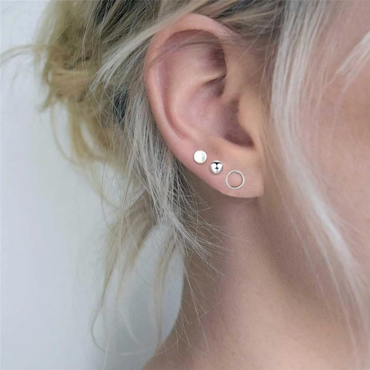 3 Pairs Titanium Stud Earrings Set, Hypoallergenic Women Earrings Nickel Free Earrings for Sensitive Ears Classic Dainty Girls Earring Studs