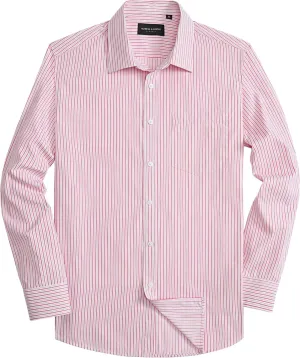 Alimens & Gentle Men's Striped Dress Shirt Button Down Regular Fit Shirts Casual Business Transitional Weather