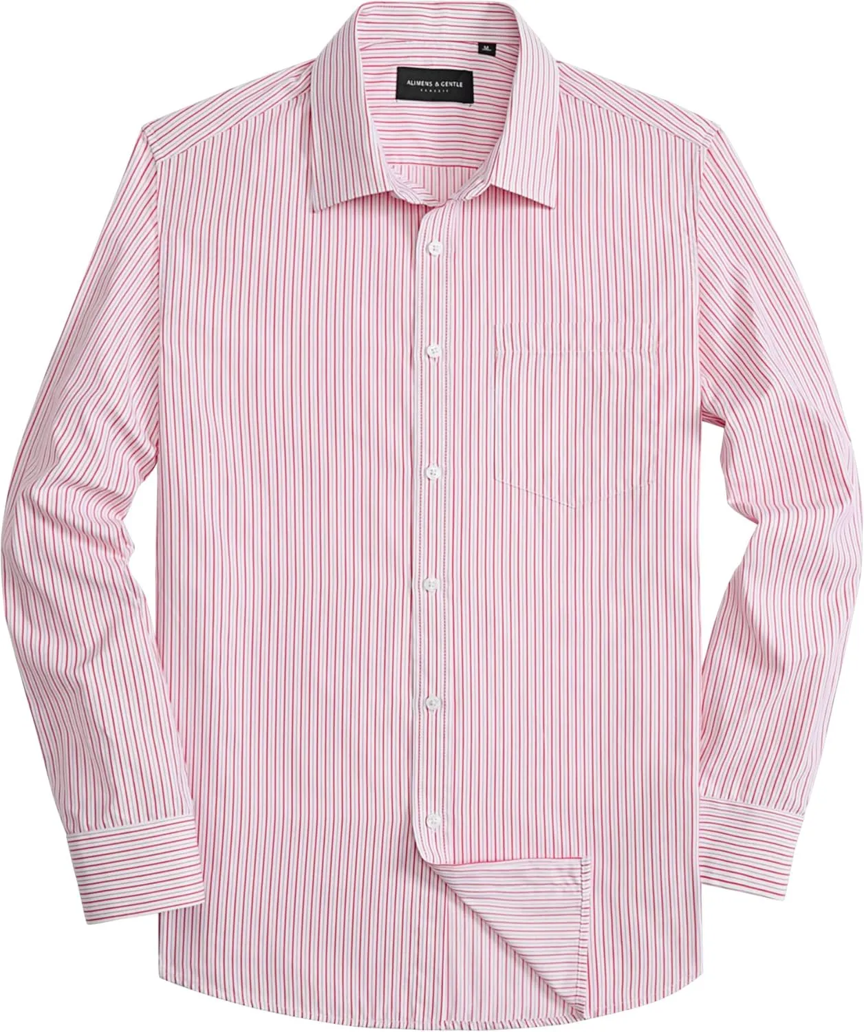 Alimens & Gentle Men's Striped Dress Shirt Button Down Regular Fit Shirts Casual Business Transitional Weather