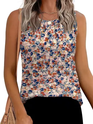 Beyove Womens Chiffon Tank Tops Crewneck Loose Fit Basic Casual Summer Sleeveless Shirts Blouse
