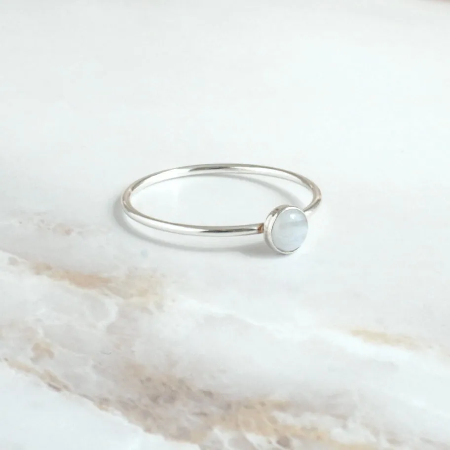 Blue Lace Agate Minimalist Ring 4mm