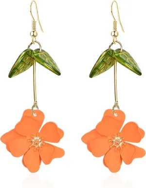 Boho Flower Dangle Earrings Cute Green Leaf Fairy Statement Summer Refreshing Seaside Idyllic Holiday Earrings