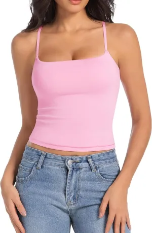 Camisole Tops for Women Sleeveless Adjustable Spaghetti Strap Tank Tops Y2K Basic Shirts