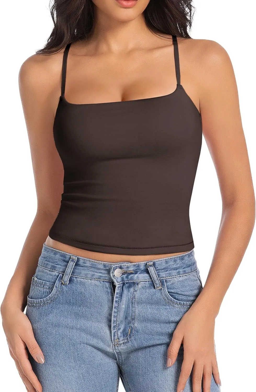 Camisole Tops for Women Sleeveless Adjustable Spaghetti Strap Tank Tops Y2K Basic Shirts