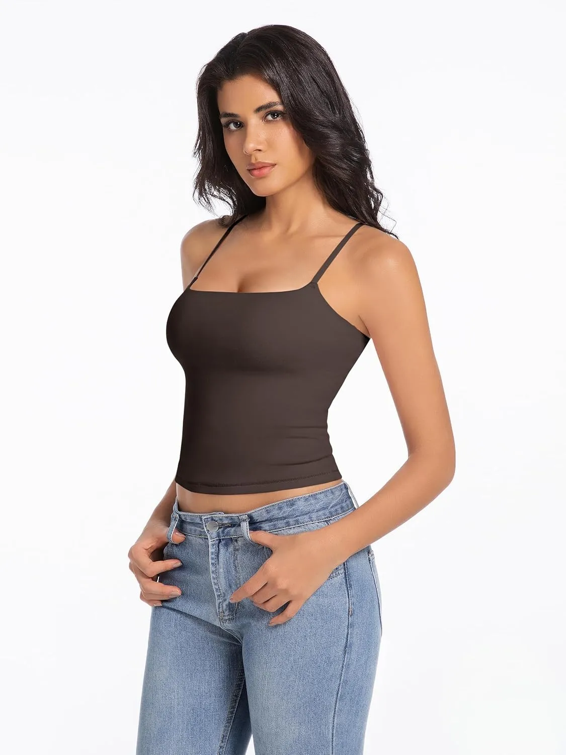 Camisole Tops for Women Sleeveless Adjustable Spaghetti Strap Tank Tops Y2K Basic Shirts