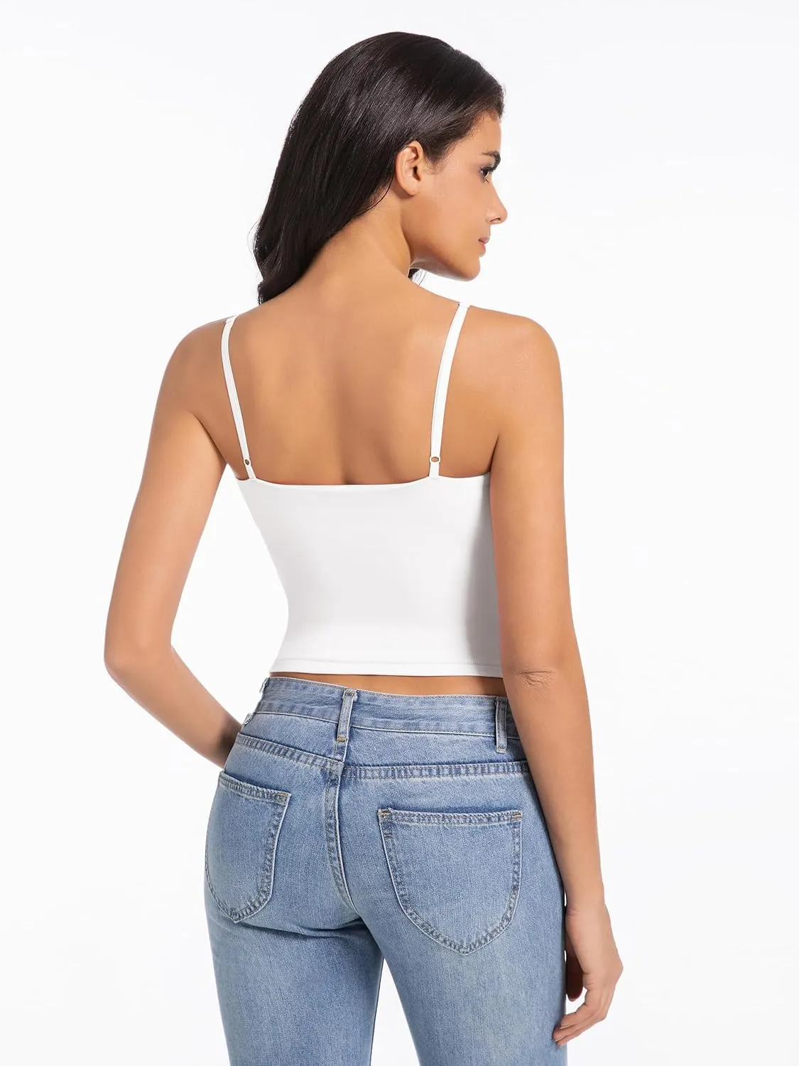 Camisole Tops for Women Sleeveless Adjustable Spaghetti Strap Tank Tops Y2K Basic Shirts
