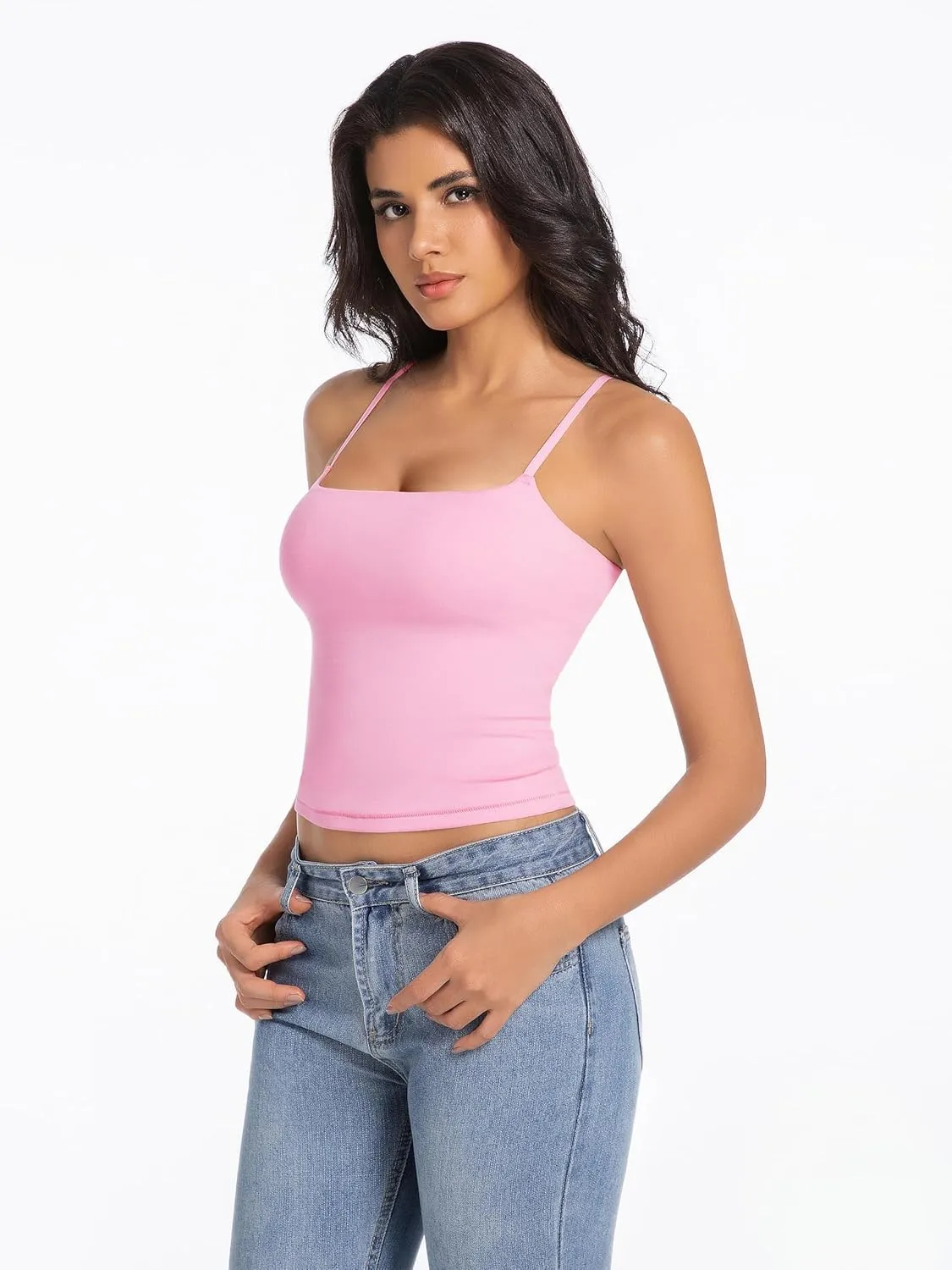 Camisole Tops for Women Sleeveless Adjustable Spaghetti Strap Tank Tops Y2K Basic Shirts