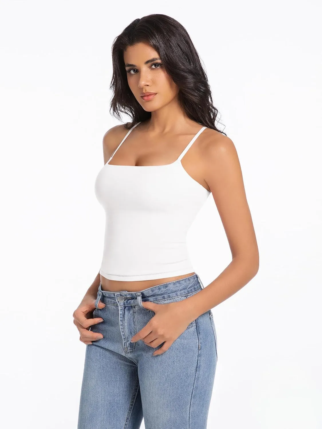 Camisole Tops for Women Sleeveless Adjustable Spaghetti Strap Tank Tops Y2K Basic Shirts