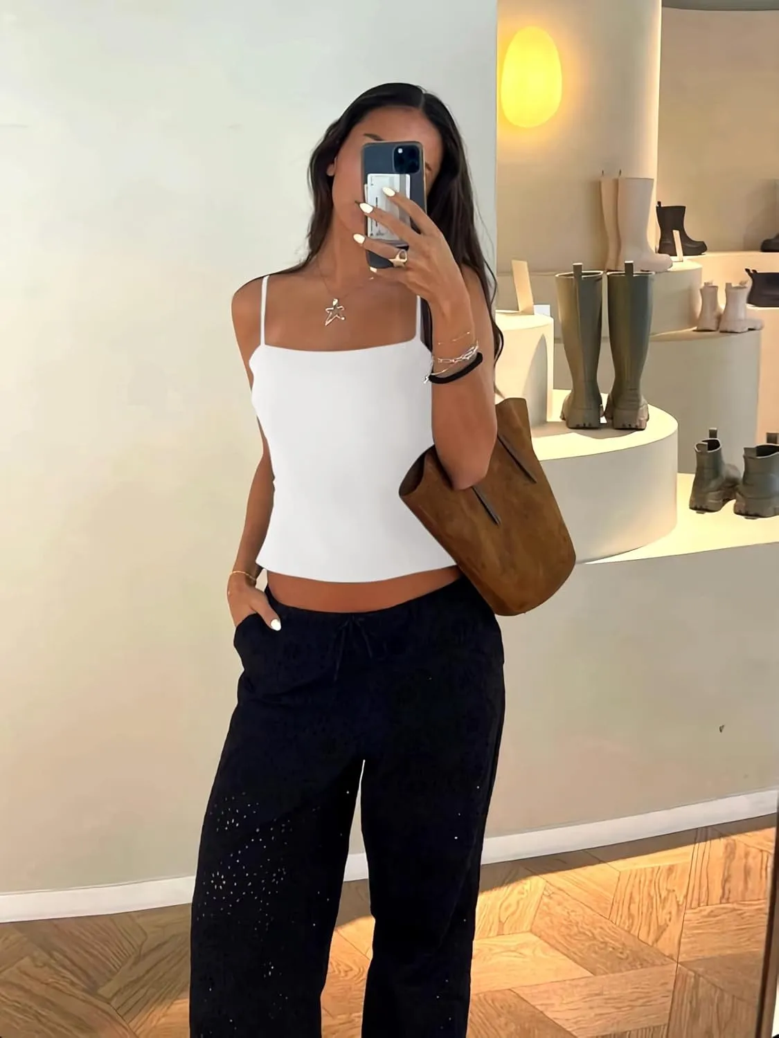 Camisole Tops for Women Sleeveless Adjustable Spaghetti Strap Tank Tops Y2K Basic Shirts