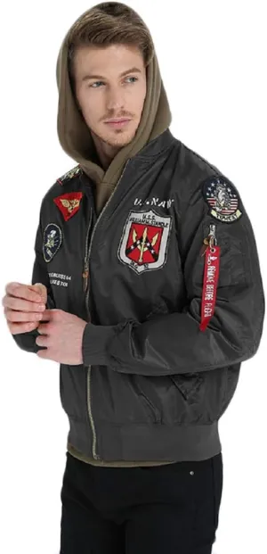 CORIRESHA Mens Apollo Space Embroidered Patches Slim Fit Bomber Jackets Windbreaker