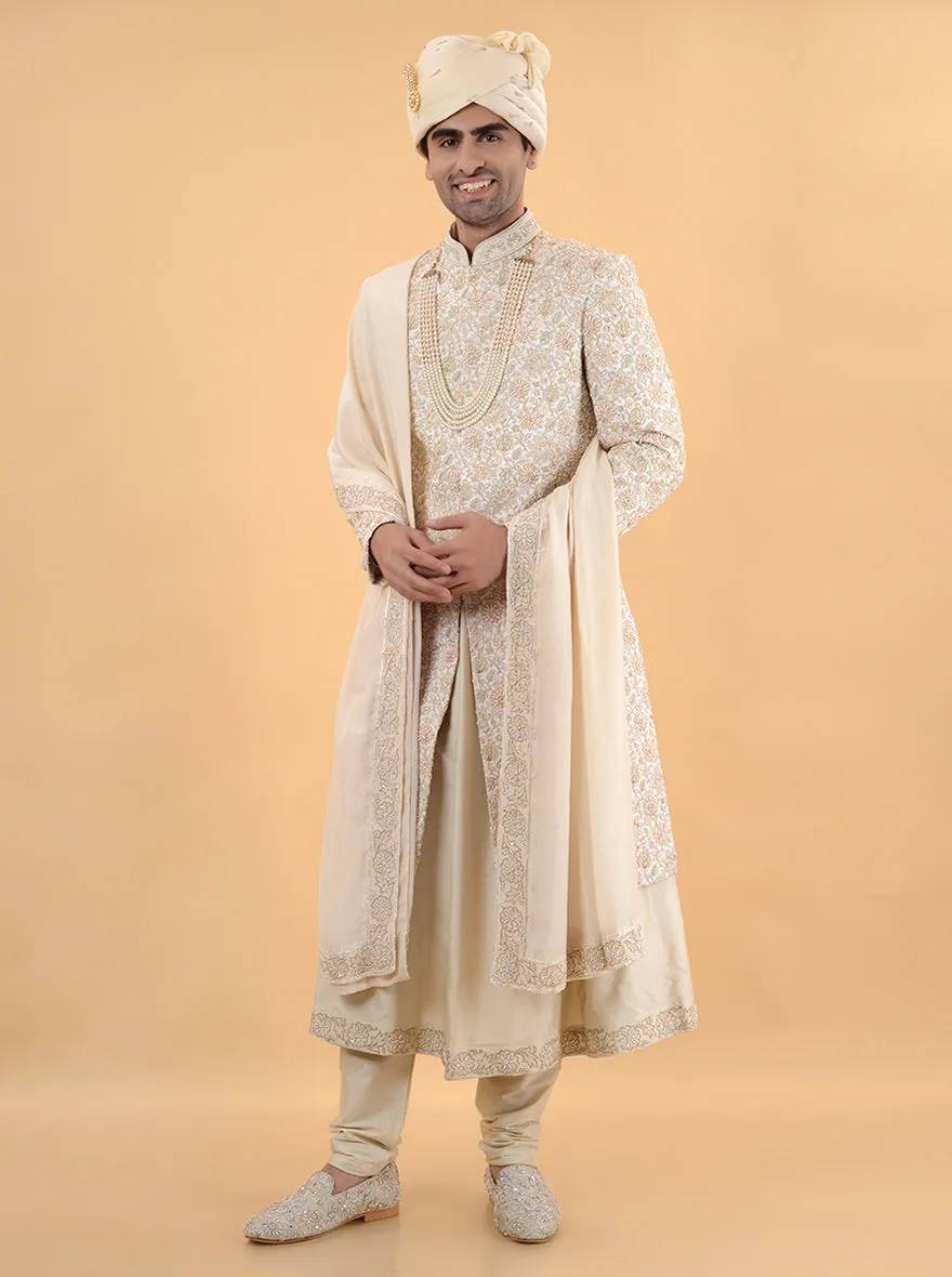 Cream Multi Sherwani | TULA
