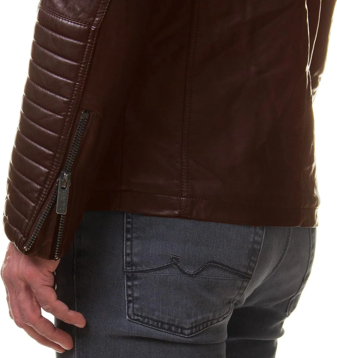 DECIMAL Men's Black REAL Lambskin Leather Biker Jacket VINTAGE GENUINE MOTORCYCLE JACKETS FOR MEN