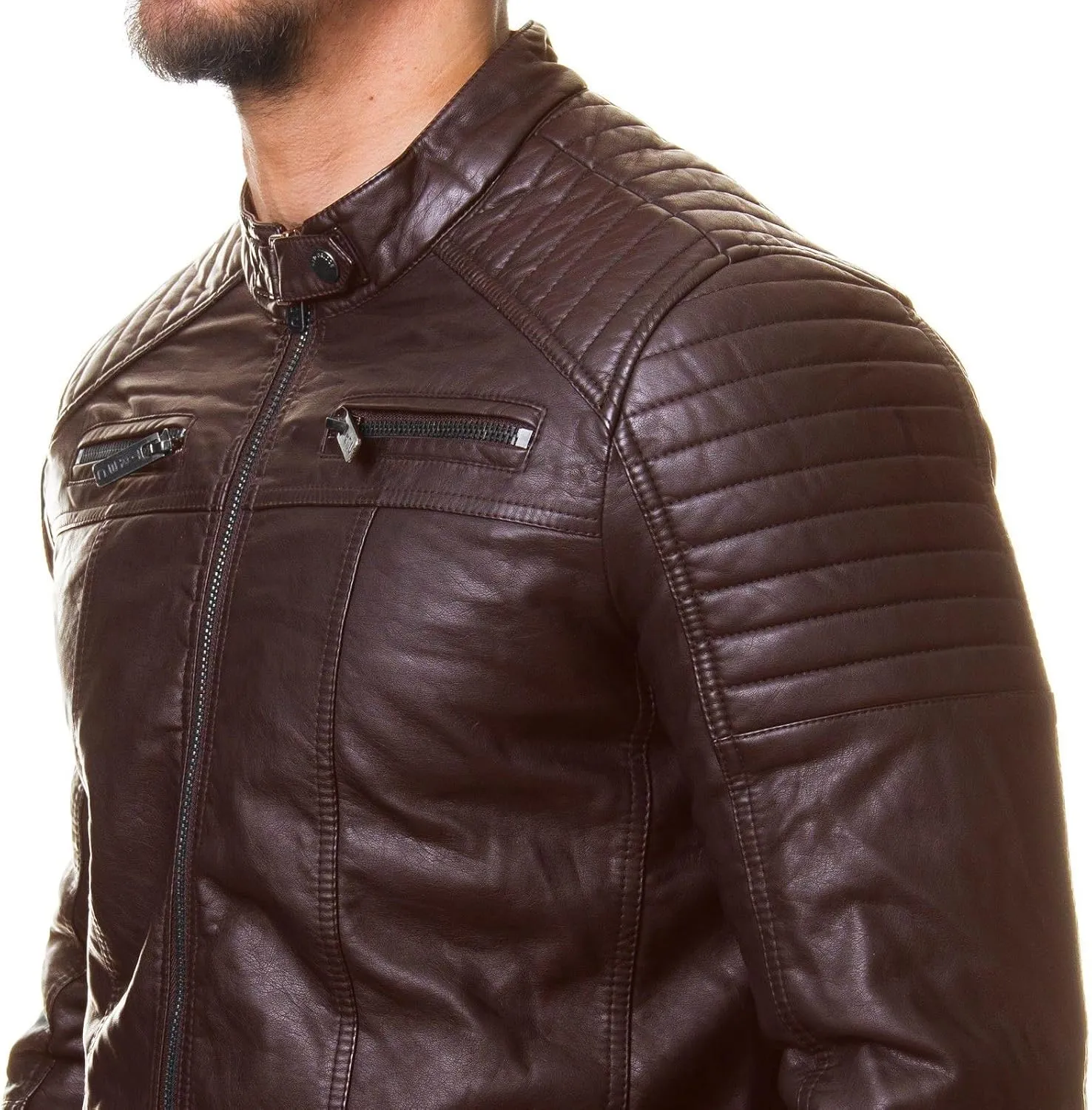 DECIMAL Men's Black REAL Lambskin Leather Biker Jacket VINTAGE GENUINE MOTORCYCLE JACKETS FOR MEN