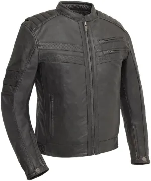 First Mfg Co - BiTurbo - Men's Motorcycle Biker Riding Black Leather Jacket