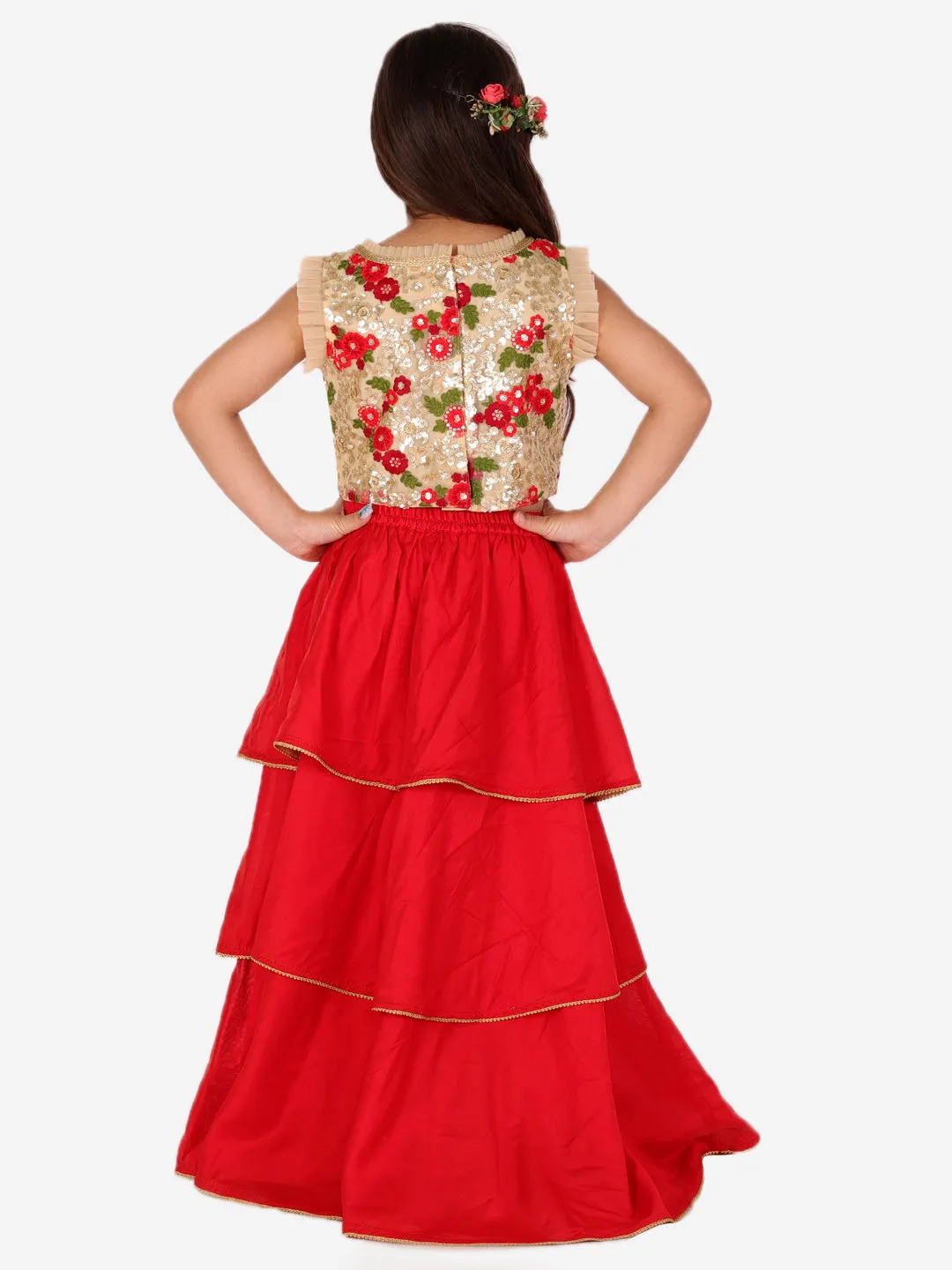 Girl's Embroidered top with lehenga - KID1 Girls