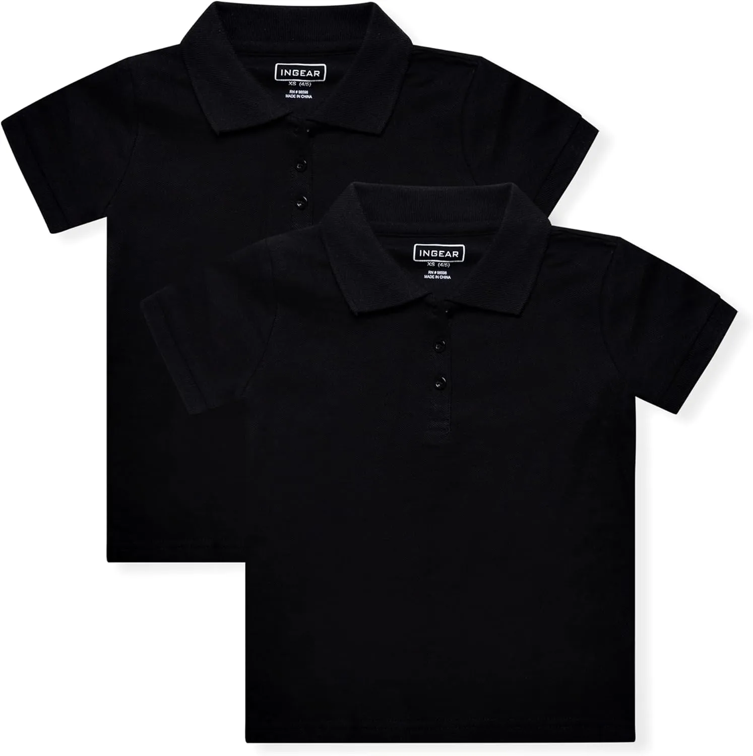 INGEAR Girls Short Sleeve Polo Shirt 2PK - School Uniform & Casual Wear