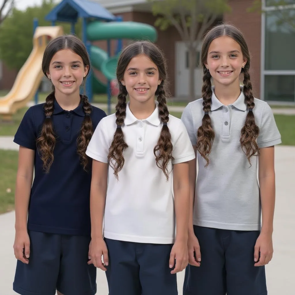 INGEAR Girls Short Sleeve Polo Shirt 2PK - School Uniform & Casual Wear