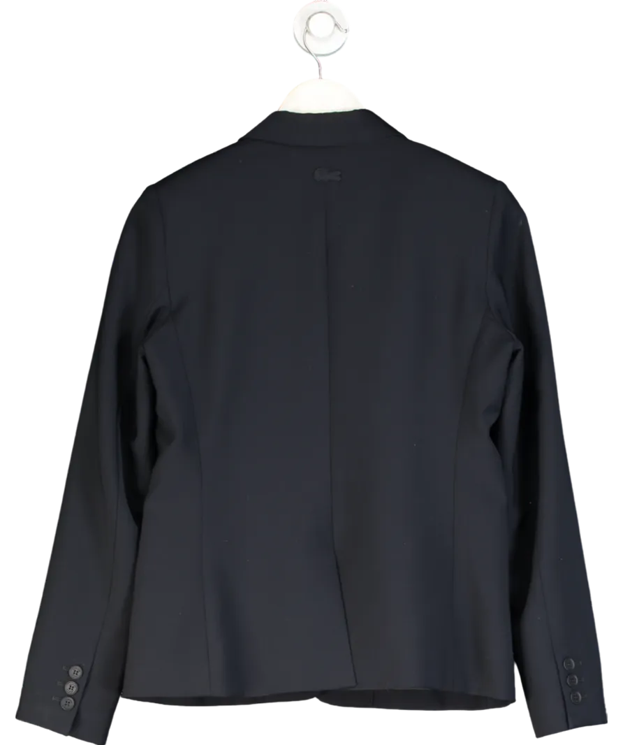 Lacoste Navy Blue Fine Wool Blend Large Crocodile Embroidered Blazer UK S