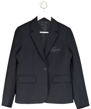 Lacoste Navy Blue Fine Wool Blend Large Crocodile Embroidered Blazer UK S