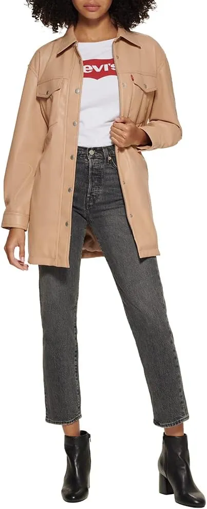 Levi's Women's Faux Leather Belted Shirt Jacket (Standard & Plus Sizes)