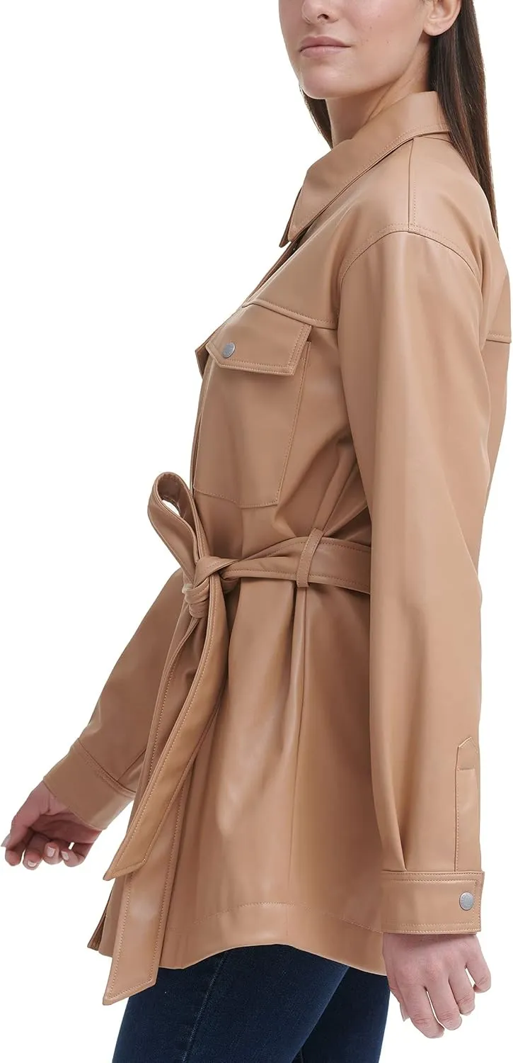 Levi's Women's Faux Leather Belted Shirt Jacket (Standard & Plus Sizes)