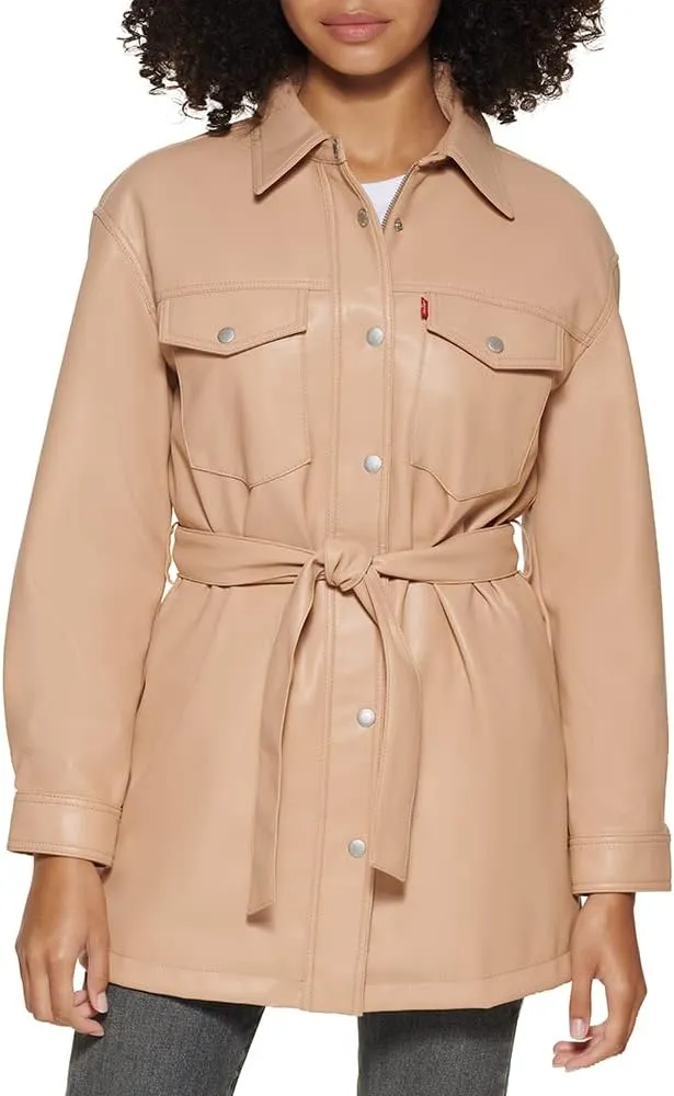 Levi's Women's Faux Leather Belted Shirt Jacket (Standard & Plus Sizes)