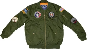 Medium-Weight MA-1 Flight Bomber Jacket in Green With Six Patches