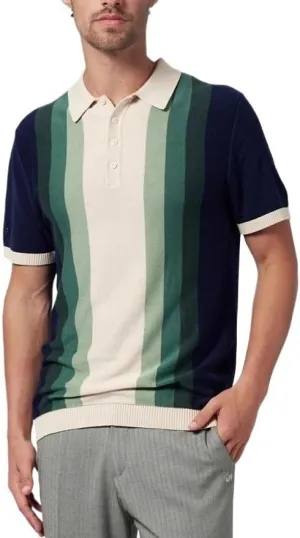 Men Casual Colorful Stripes Short Sleeve Casual Polyester Lapel Knit Outdoor Thin Business Top Vest for Men