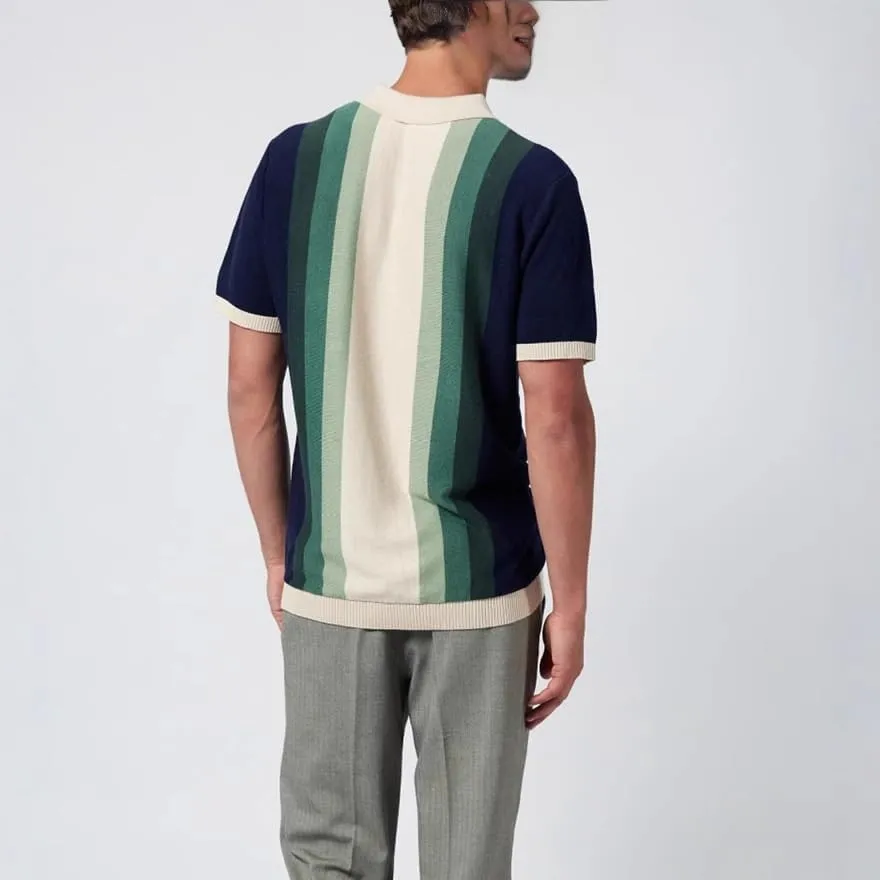 Men Casual Colorful Stripes Short Sleeve Casual Polyester Lapel Knit Outdoor Thin Business Top Vest for Men