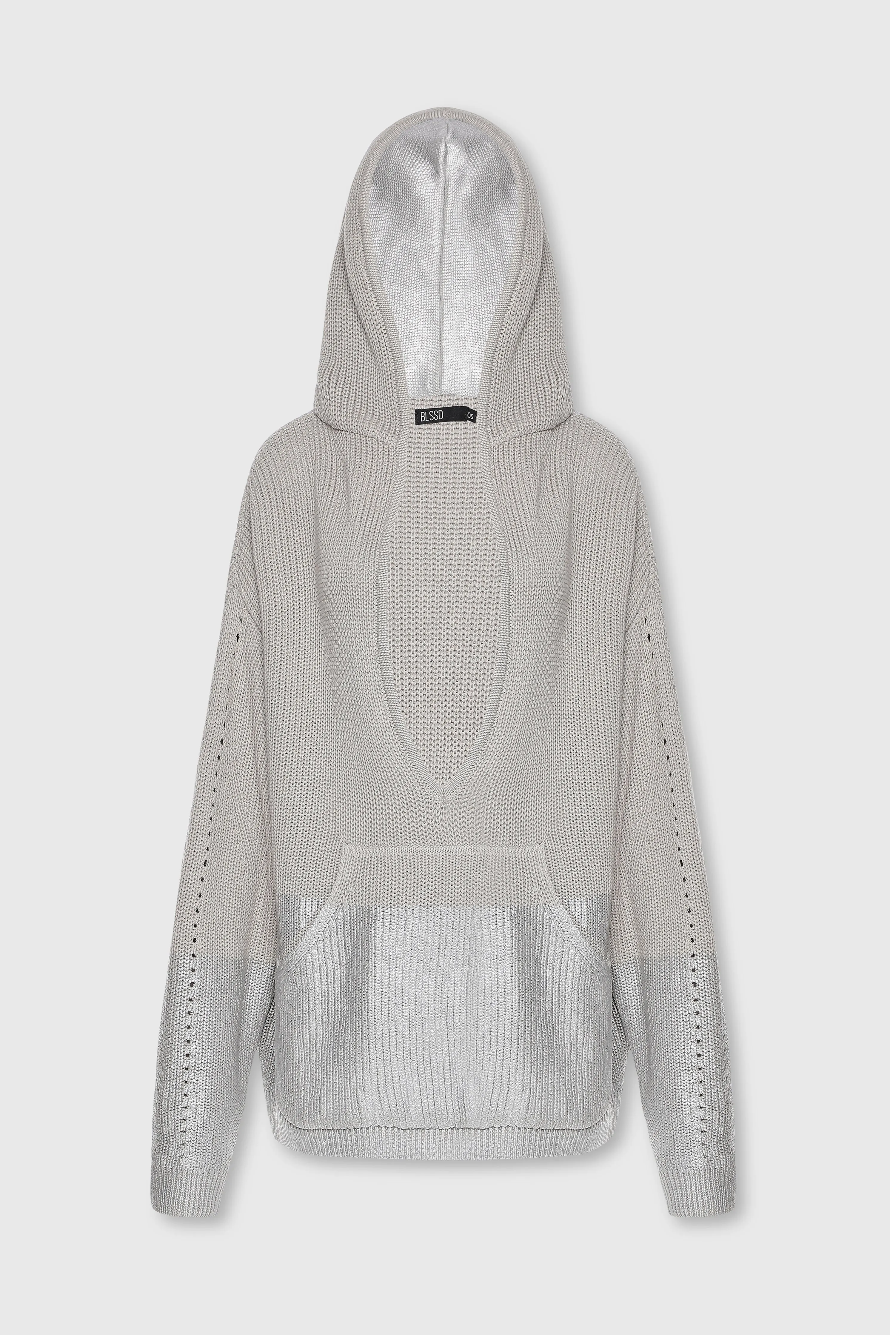 METALLIC EDGE KNIT HOODIE