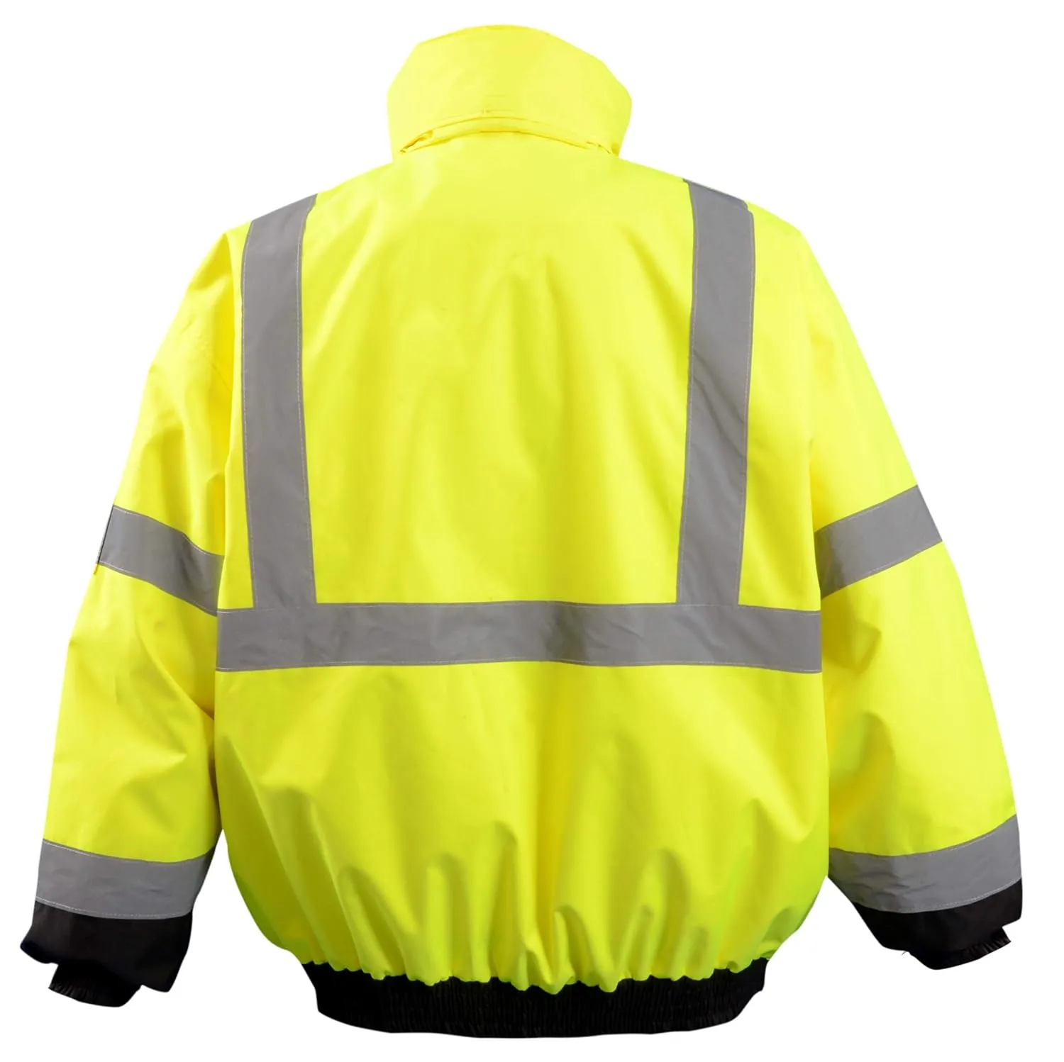 OccuNomix LUX-350-JB-BY4X High Visibility 2-in-1 Quilted Black Bottom Bomber Jacket with Zip-Out Quilted Liner and 7 Pockets, Class 3, 100% ANSI Polyester, 4X-Large, Yellow