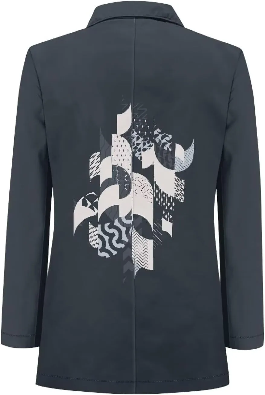 Oil Painting Printed Women's Long Sleeve Blazer with Pockets Single Button Jacket for Painting Exhibition, Party