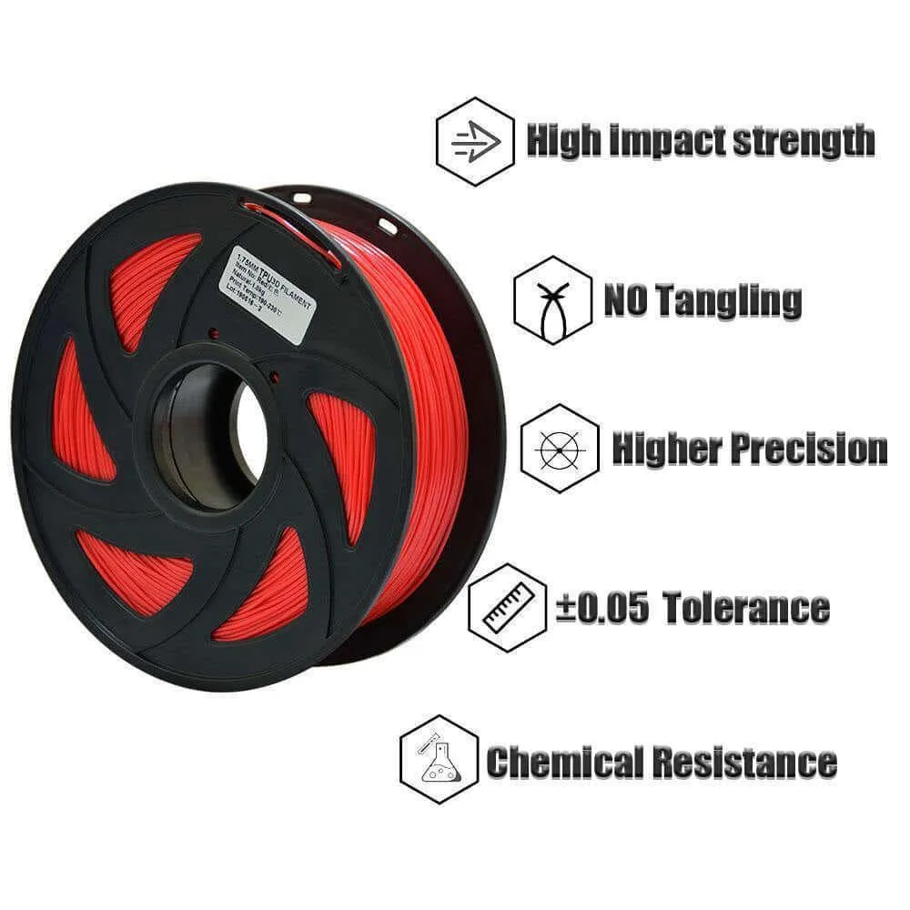 Tronxy 3D Flexible Red TPU Filament 1.75mm 1KG