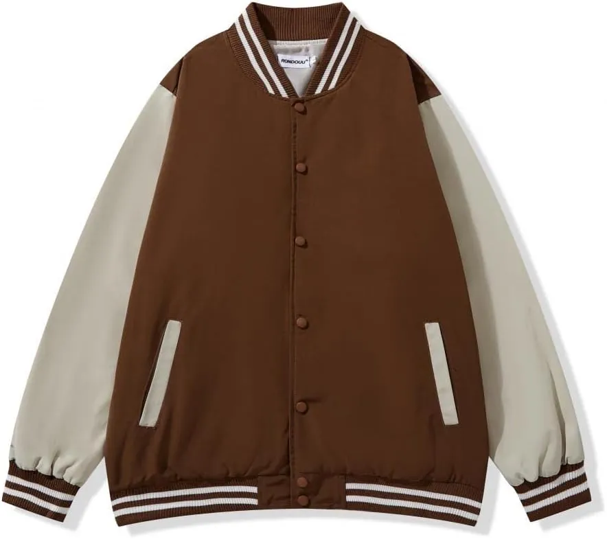 varsity jacket men Casual black bomber jacket loose baseball letterman coat